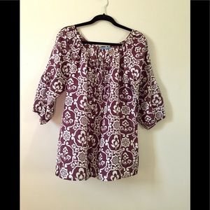 Velvet Button Up Silk Peasant Top